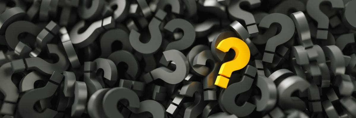 Pile of question marks to denote CEBA Loan FAQ