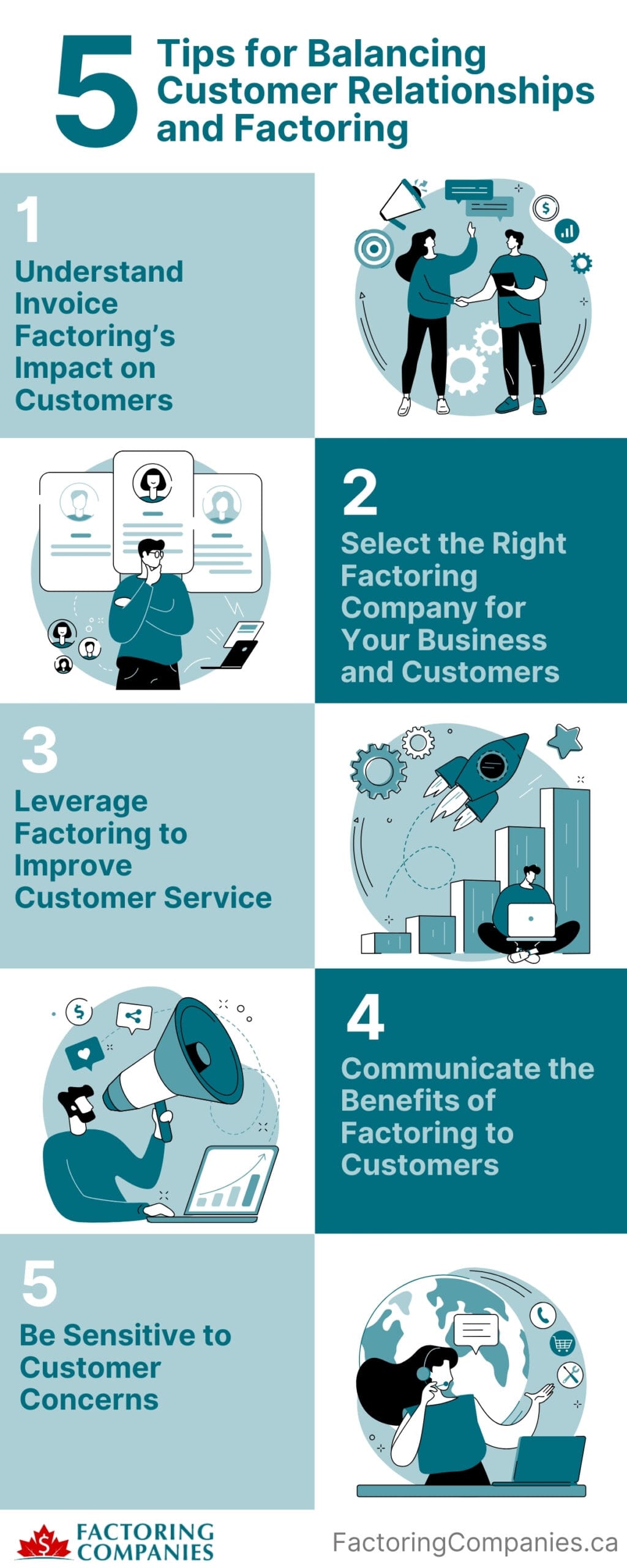 5 Tips for Balancing Customer Relationships and Factoring Infographic