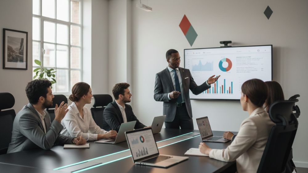 How to Use Factoring and Business Financing Tools Together - Man giving presentation